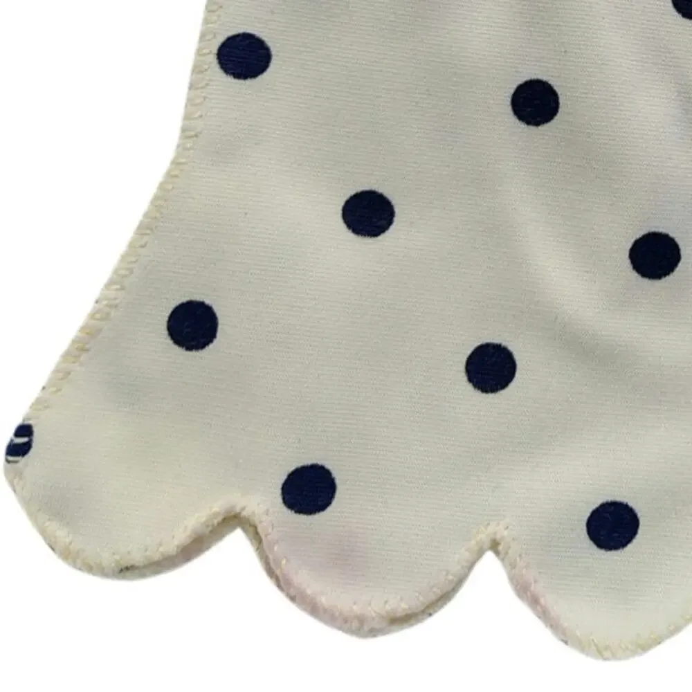 1950s Polka Dot Pin-Up Girl Era Wrist-length White Navy Blue Gloves Size M